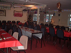 Clubhouse interior set up for Xmas sit down party